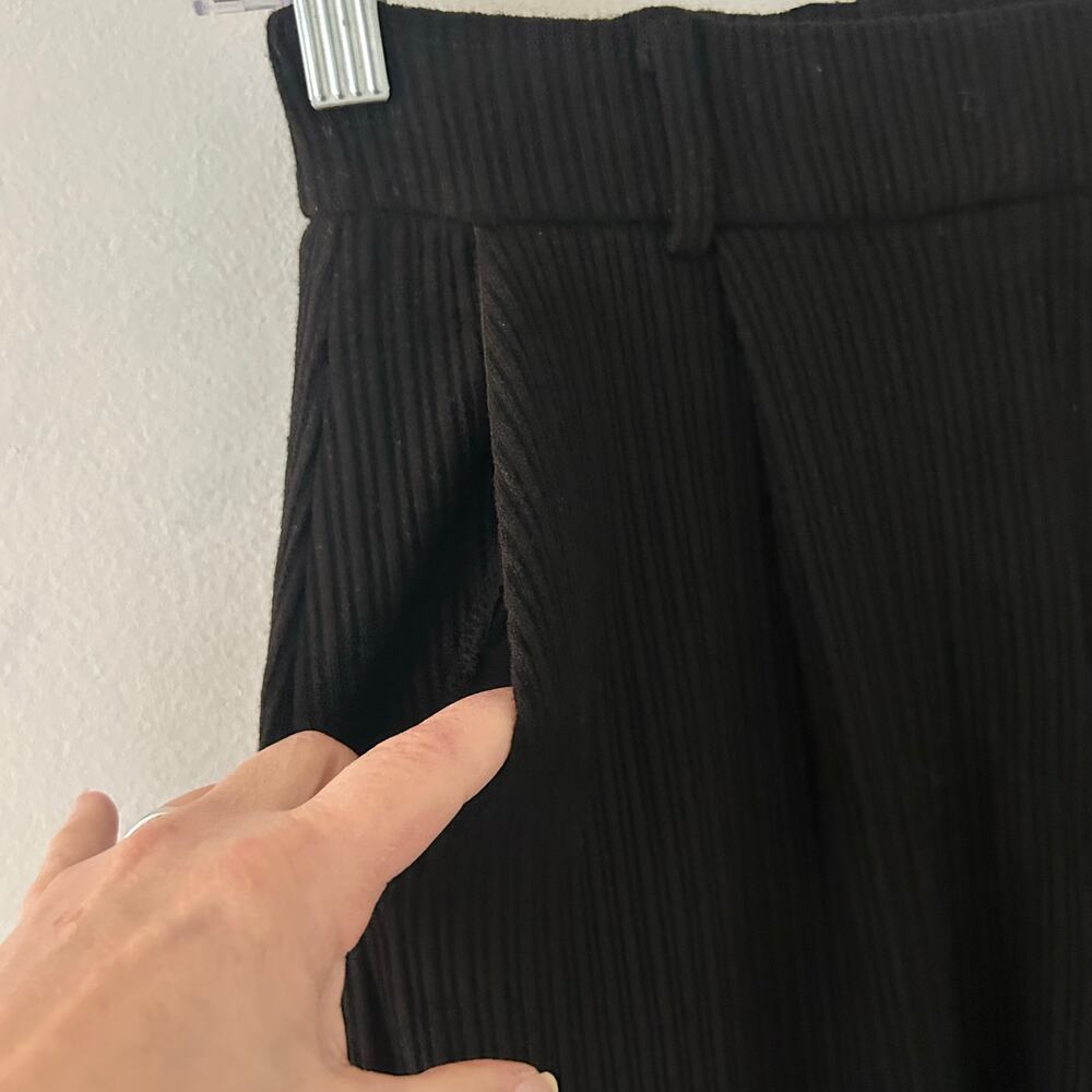 OGL Women's High Rise Plicated Textured Wide Leg Pant Trousers Black XS New - Picture 2 of 9